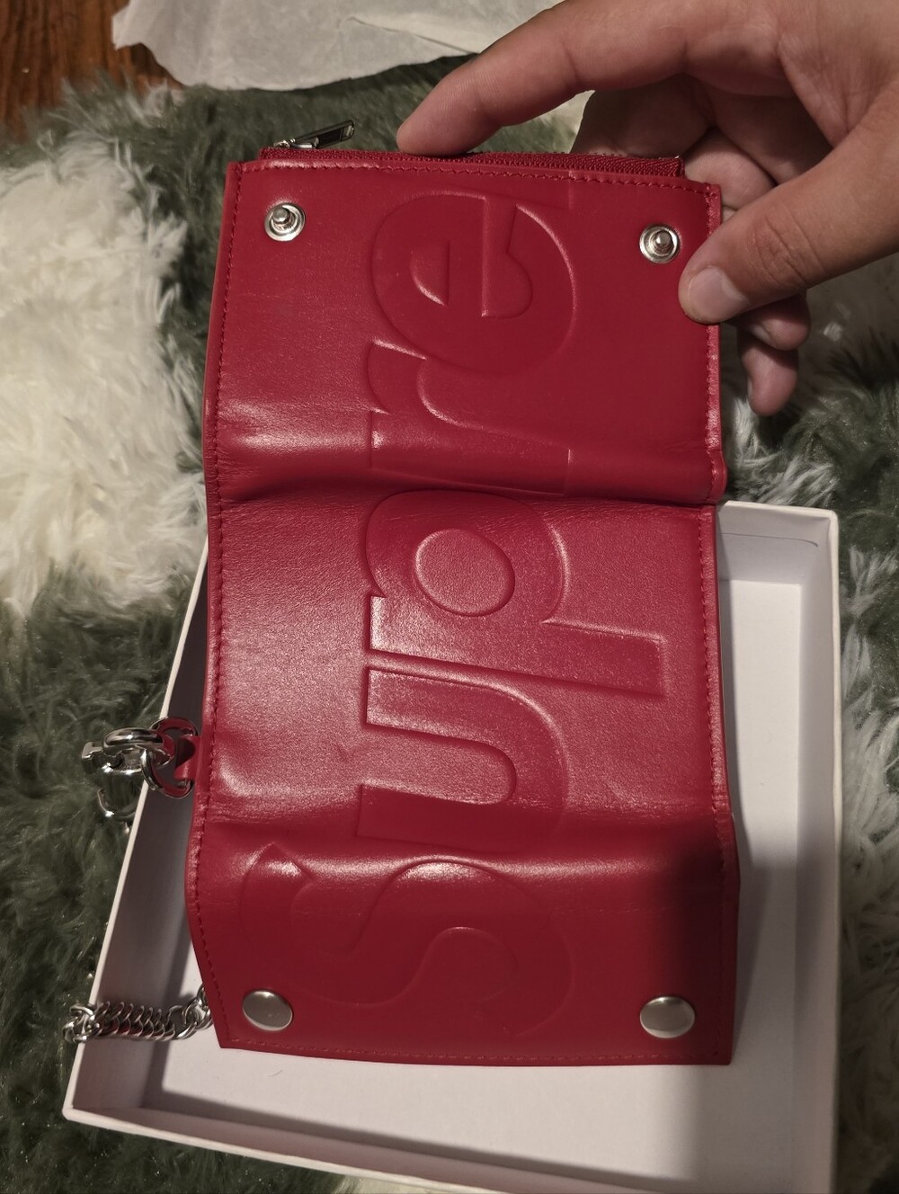 Supreme - Leather Chain Wallet | Red - Picture 7 of 8